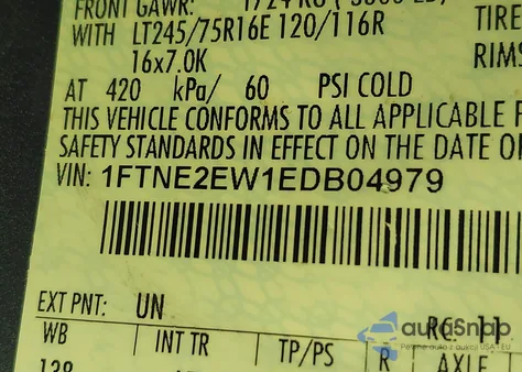 2014 Ford E-250 Commercial из США, поврежденный, VIN 1FTNE2EW1EDB04979